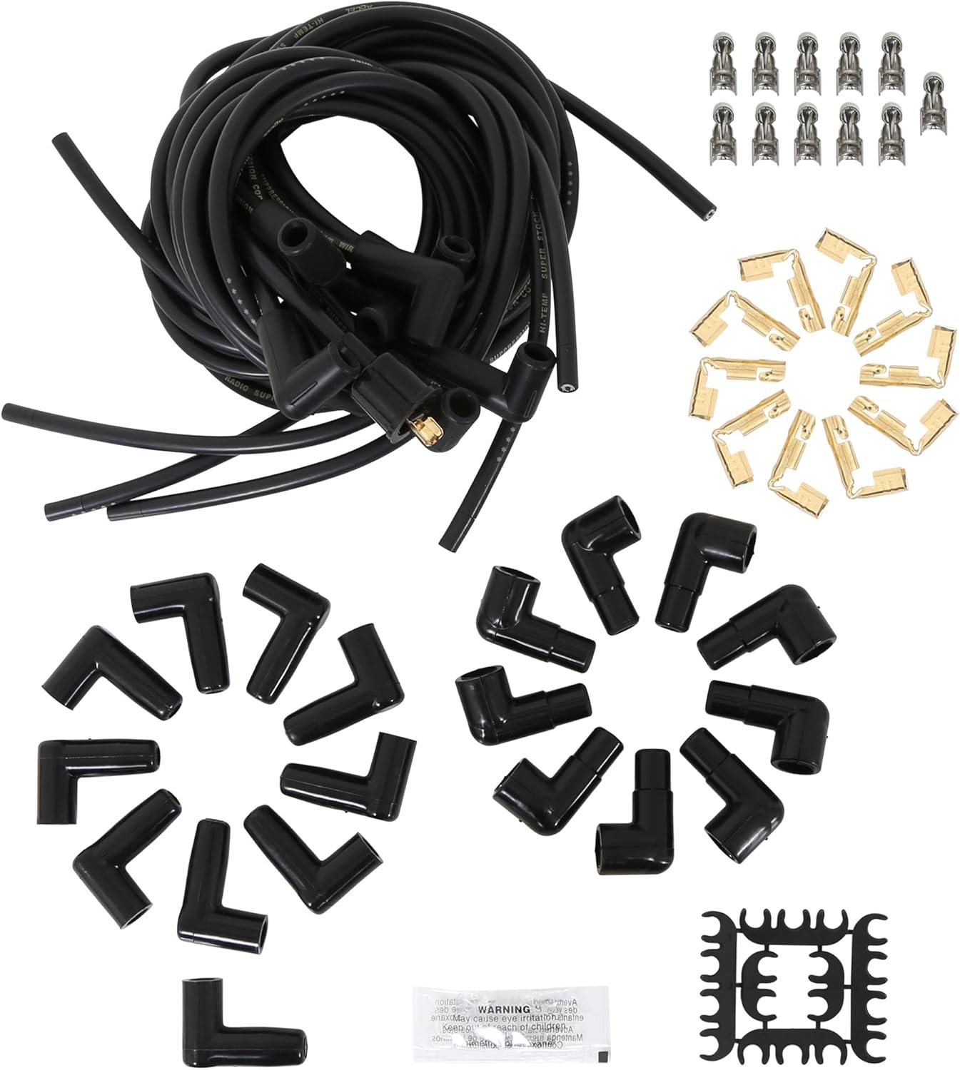 ACCEL 4041K Super Stock 8mm Spark Plug Wire Set – Black Performance Ignition Wires with Angle Boots