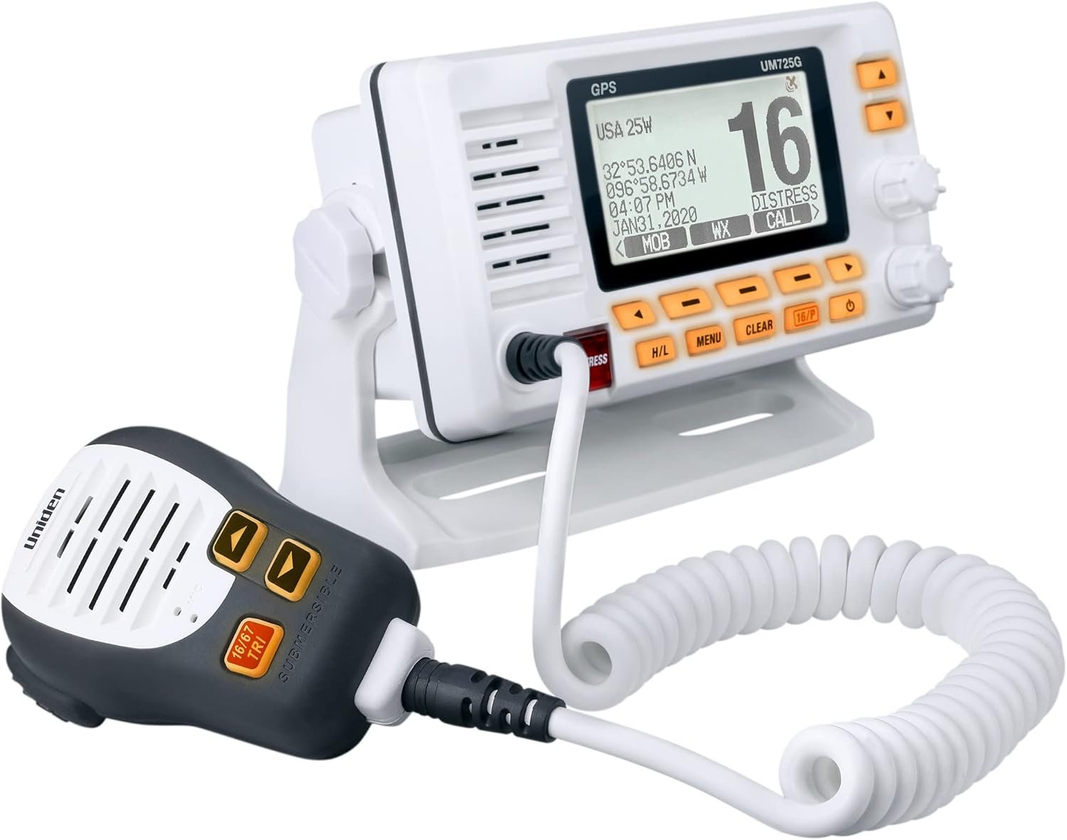Uniden UM725G Fixed-Mount Marine VHF Radio – GPS Built-In, NMEA 2000 Connectivity, IPX8 Waterproof White Finish - Image 4