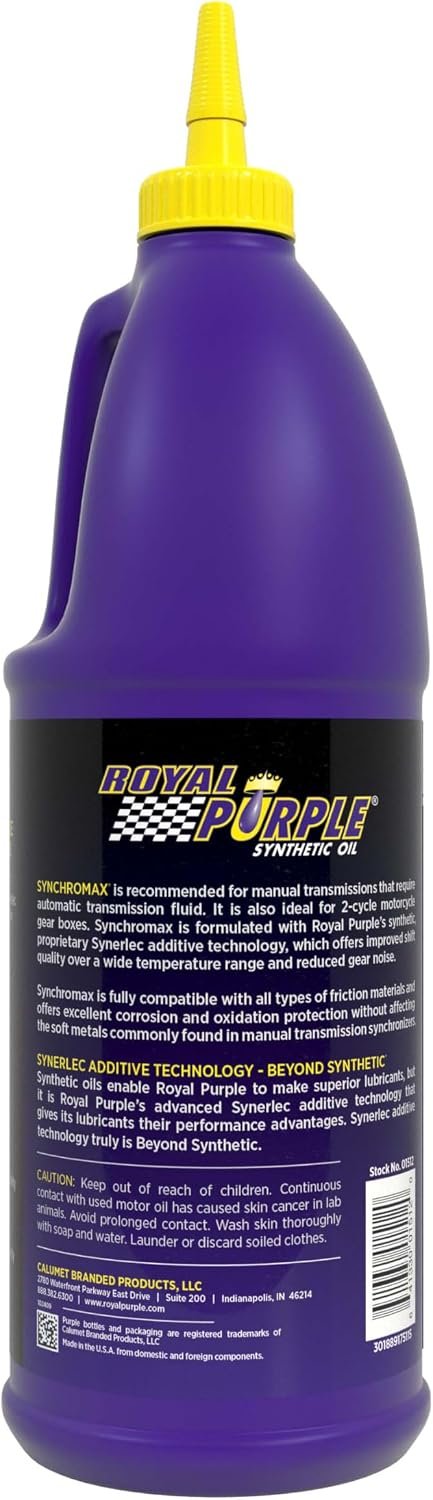 Royal Purple 1512 Synchromax Manual Transmission Fluid – 1 Quart Synthetic Friction-Modified Lubricant for Synchronized Gearboxes - Image 2
