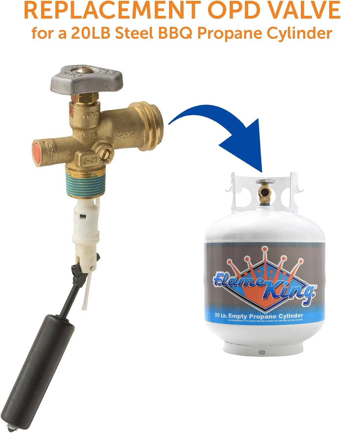Flame King VOPD20 20 lb OPD Propane Valve – Type 1 Replacement Cylinder Valve with Overfill Protection Device - Image 3