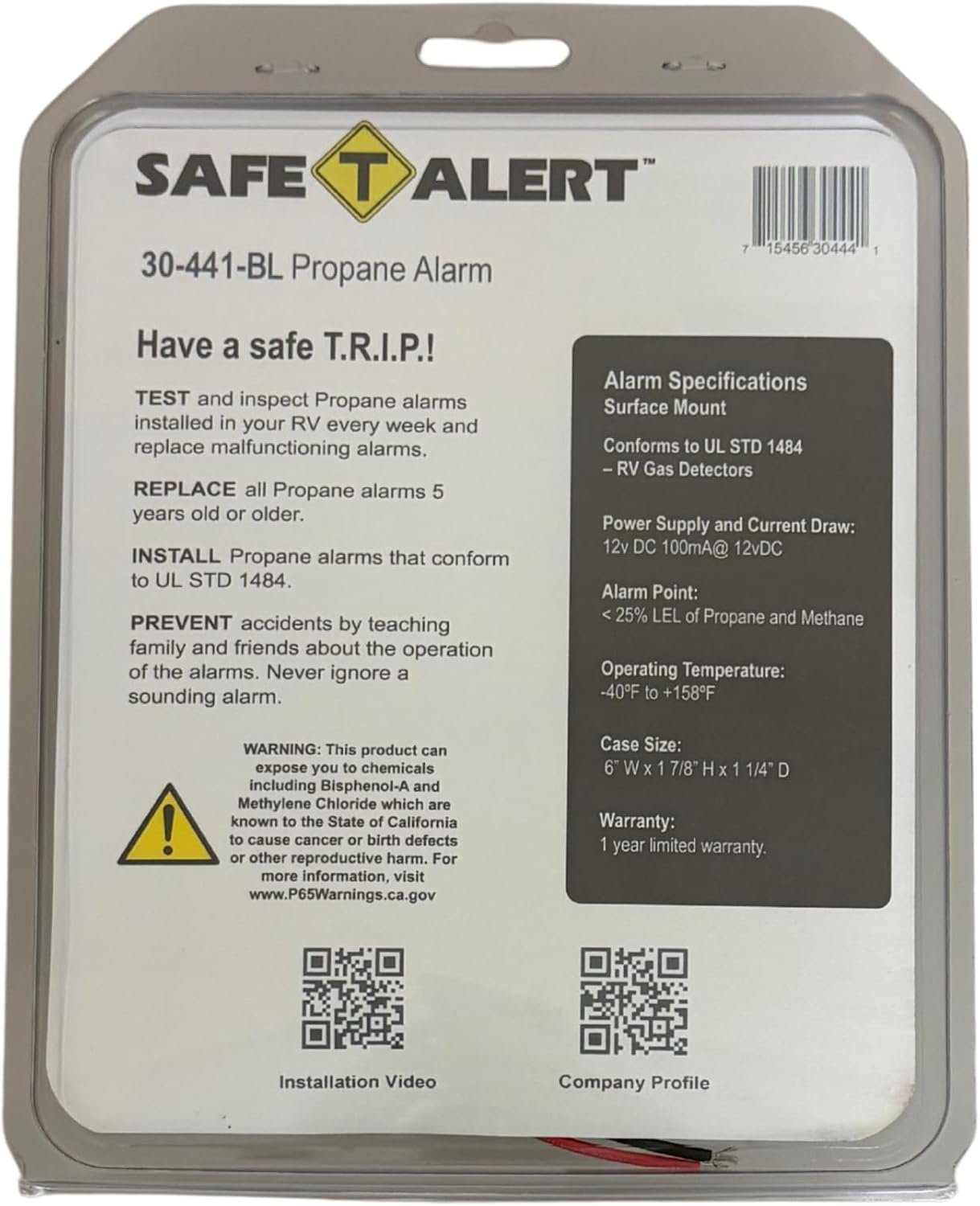 MTI Industries 30441PBL 12V Propane Detector – Surface Mount LP Gas Alarm with Black Housing for RV Safety - Image 3