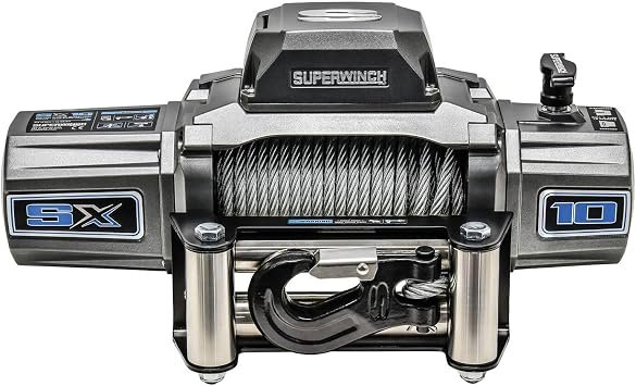 Superwinch 1710200 SX10 Electric Winch – 10,000 lb Capacity – 3/8 in x 85 ft Steel Rope – IP68 Waterproof