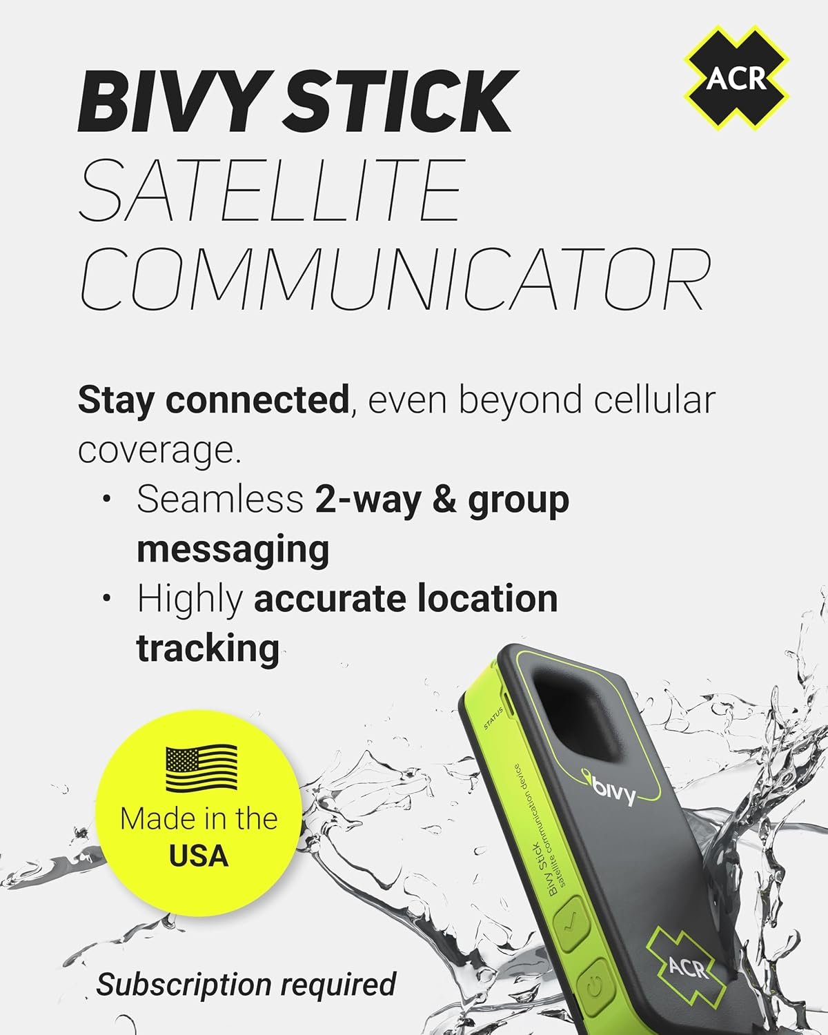 ACR Electronics 4601 Bivy Stick Satellite Communicator – Global Iridium Messaging Device with GPS Tracking and SOS - Image 2