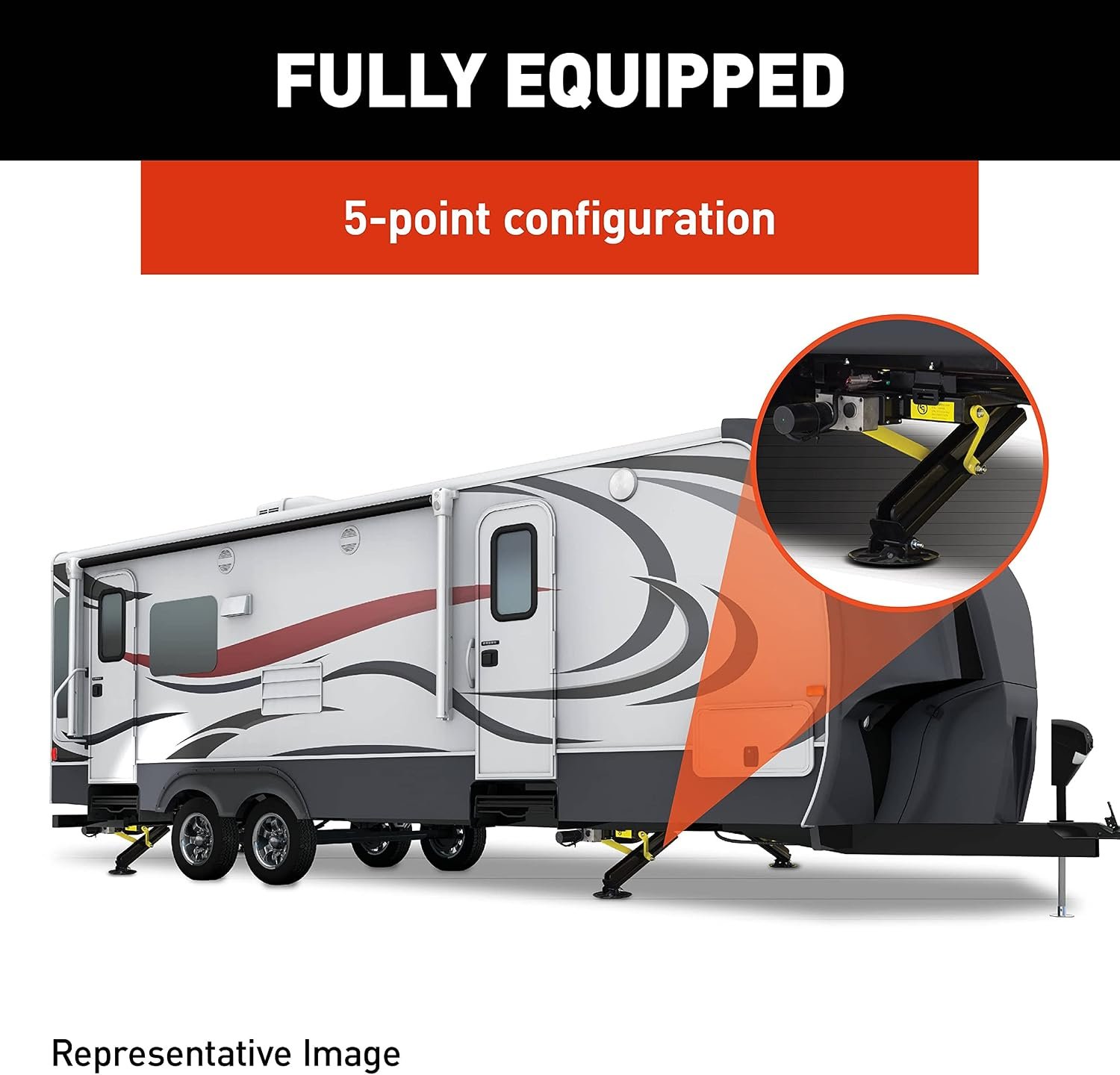 Lippert 672136 Ground Control TT Auto Leveling Kit – 5-Point Electric Travel Trailer Stabilization System for I-Beam Frames - Image 6