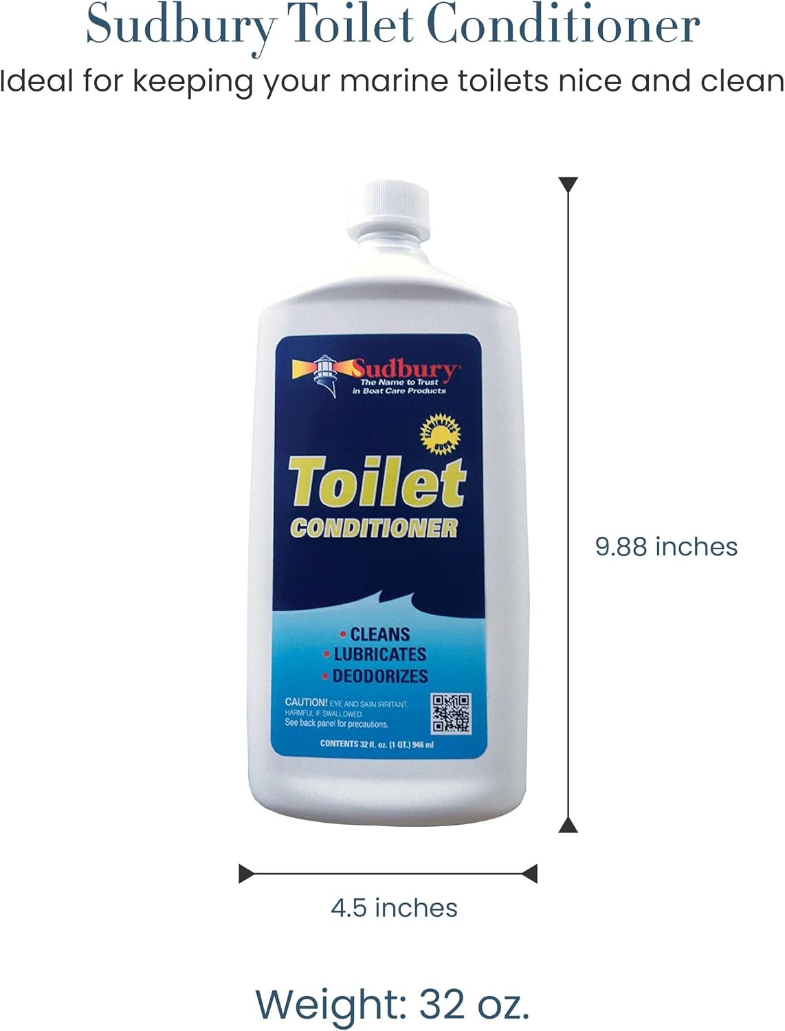 Sudbury 825 Marine Toilet Conditioner – 32 oz Biodegradable Formula – Cleans, Lubricates & Eliminates Odors for Marine Heads - Image 2
