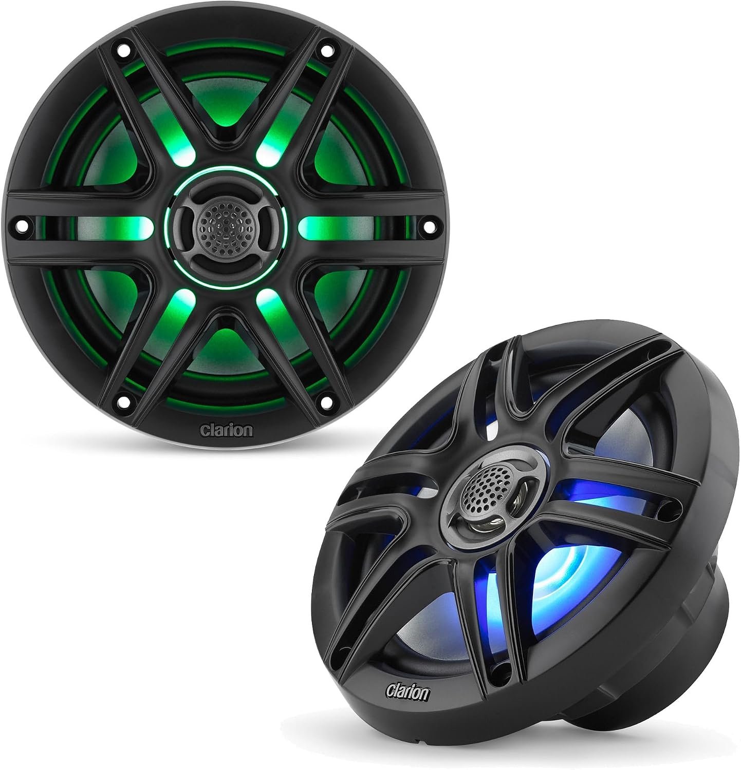 Clarion CMS-651RGB-SWB 6.5-Inch Marine Coaxial Speakers – 30W RMS, RGB Illumination, White and Black Sport Grilles - Image 2