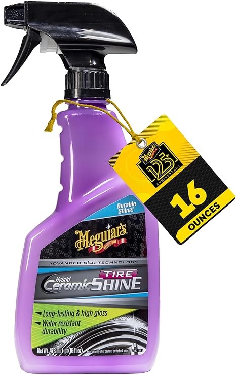 Meguiar’s G230416 Hybrid Ceramic Tire Shine – 16 oz Advanced Tire Dressing with Water Resistance and Deep Gloss Finish