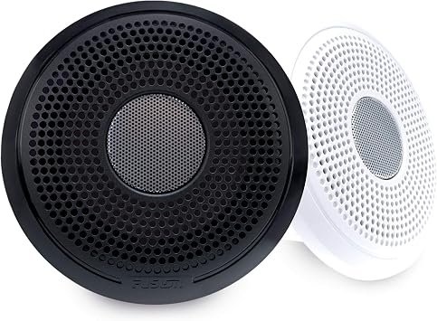 Fusion XS Series 4in Marine Speakers – Classic White and Black Grilles, Weather-Resistant Audio Pair