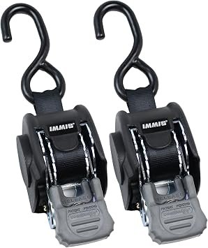 IMMI BoatBuckle F106877 Retractable Transom Tie-Down Pair – 1in Self-Storing Marine Trailer Securement Straps