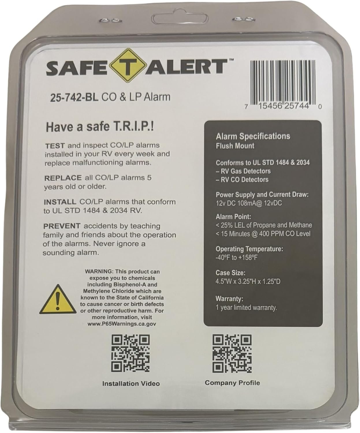 MTI 25742BL Flush Mount LP Alarm – Black Trim RV Propane Gas Detector, Hardwired 12-Volt Design - Image 3