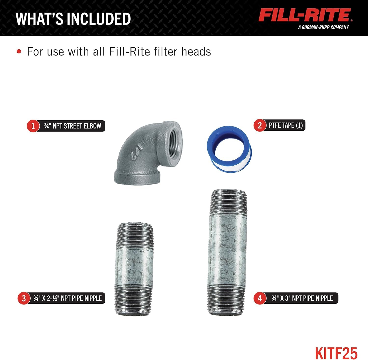 Fill-Rite KITF25 Filter Installation Kit – Complete Mounting Hardware Package for F2510 and F2502 Fuel Filter Systems - Image 2