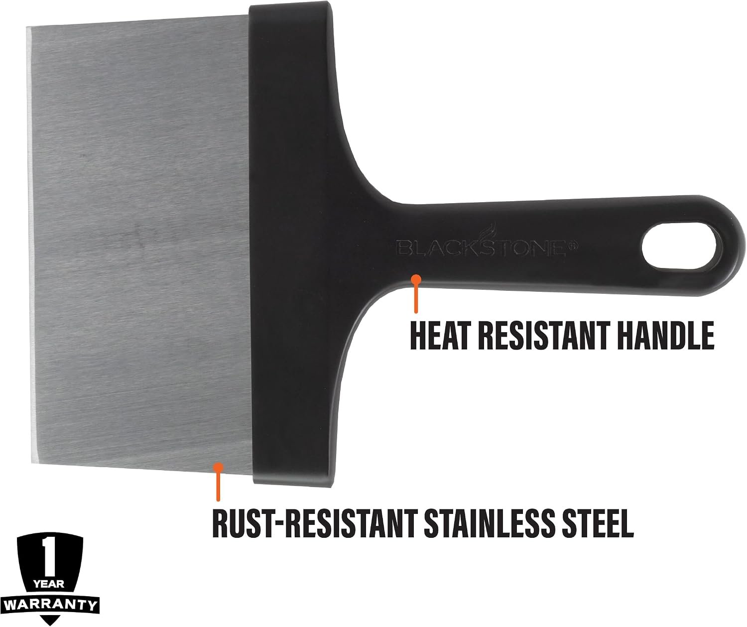 Blackstone 5061 Stainless Steel Griddle Scraper – 6in Beveled Blade with Heat-Resistant Plastic Handle for Flat Top Grills - Image 3
