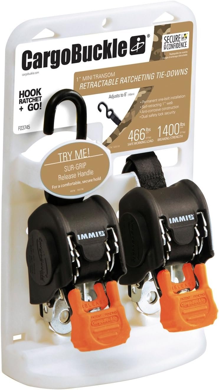 IMMI CargoBuckle F103745 Mini G3 Retractable Tie-Down – 6 ft Reach – 466 lb Working Load with Permanent Mount Design - Image 2