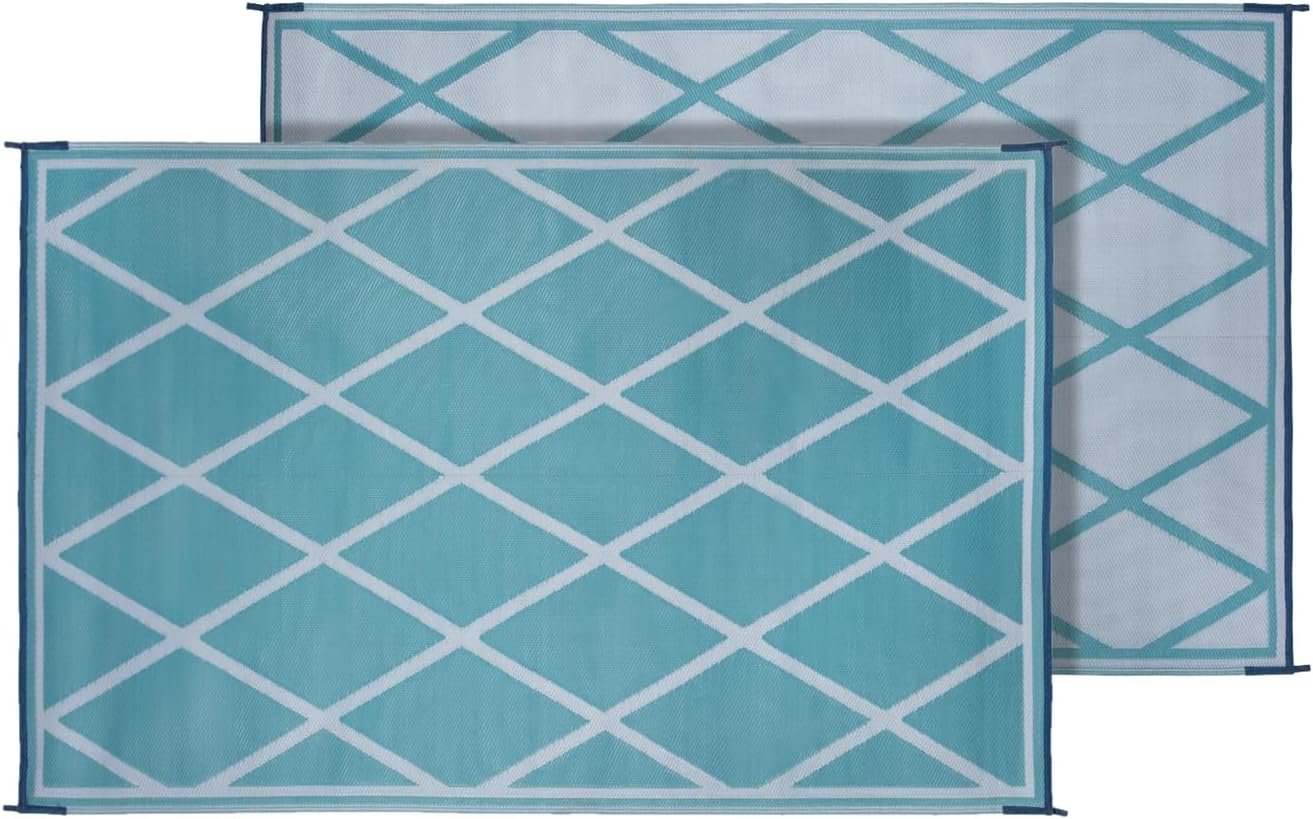 Faulkner 68901 Walk & Play Diamond Mat – 36in x 68in Reversible Polypropylene Outdoor Patio Rug in Turquoise - Image 4