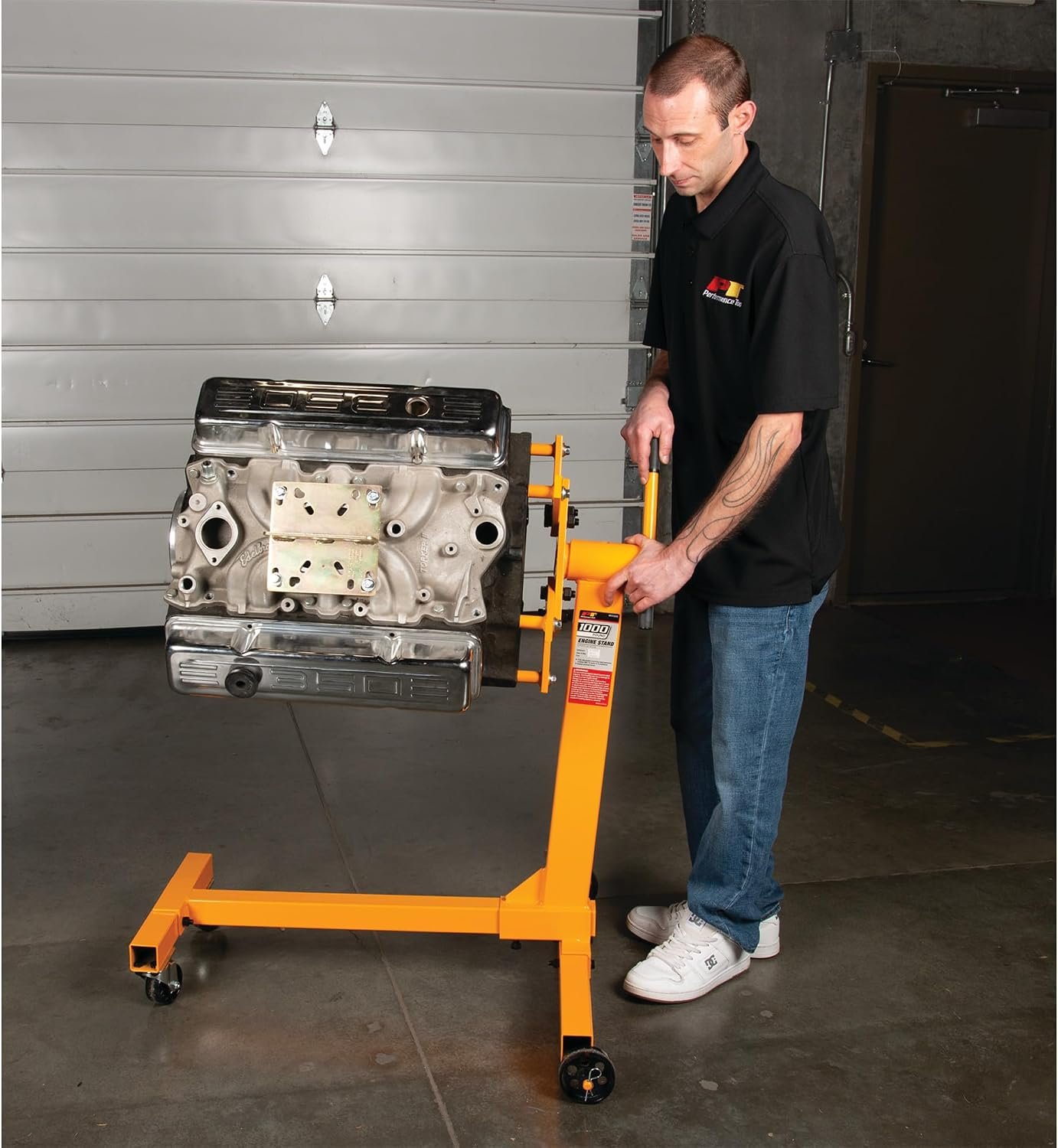 Perform Tool W41025 1000-Lb Engine Stand – 360-Degree Rotating Head with Adjustable Arms and Four Caster Base - Image 5