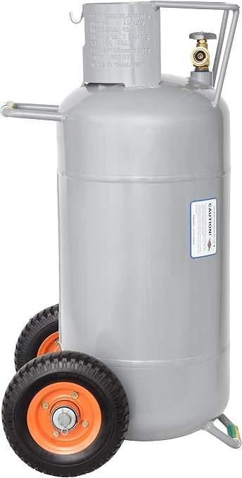 Flame King YSN40HOG 40 lb HOG Propane Cylinder – Horizontal & Vertical Use with Wheels, OPD Valve and Built-In Gauge