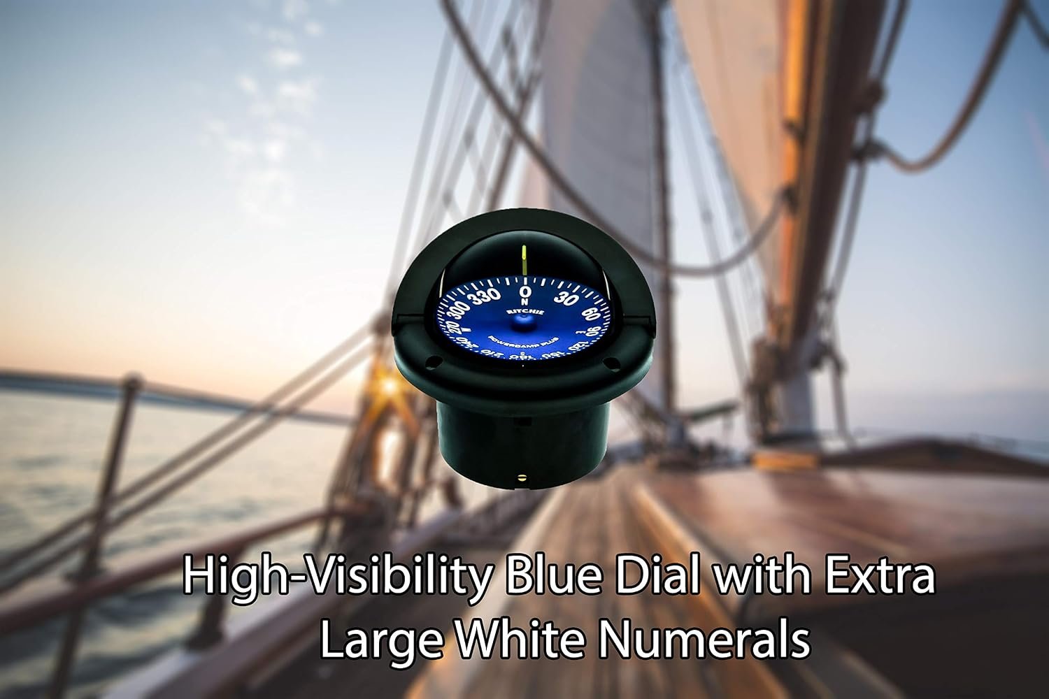 Ritchie Navigation SS1002 SuperSport Compass – 3.75in Flush Mount Black Dial Marine Compass - Image 3