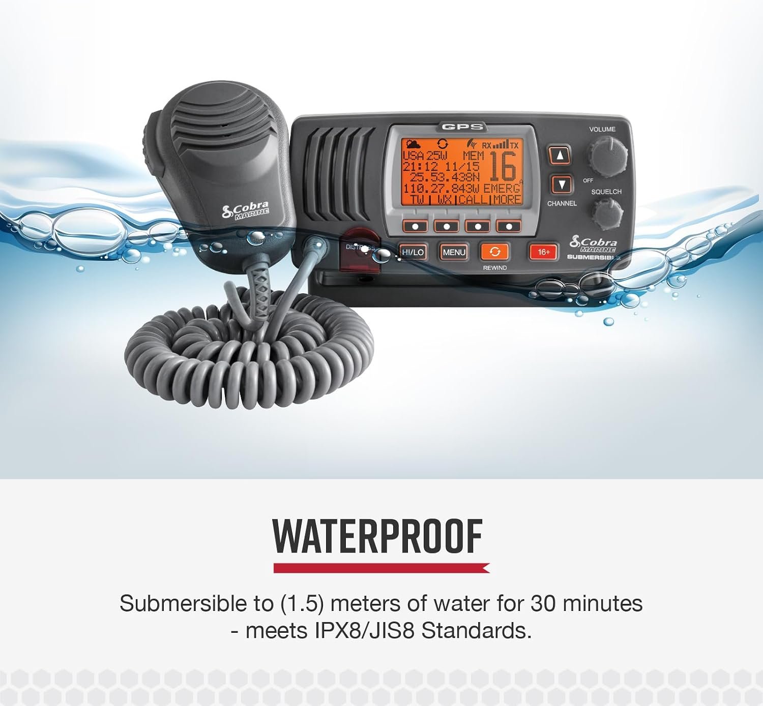 Cobra MRF77WGPS Fixed-Mount VHF Radio – Class-D DSC Marine Communication System with GPS and White Faceplate - Image 2