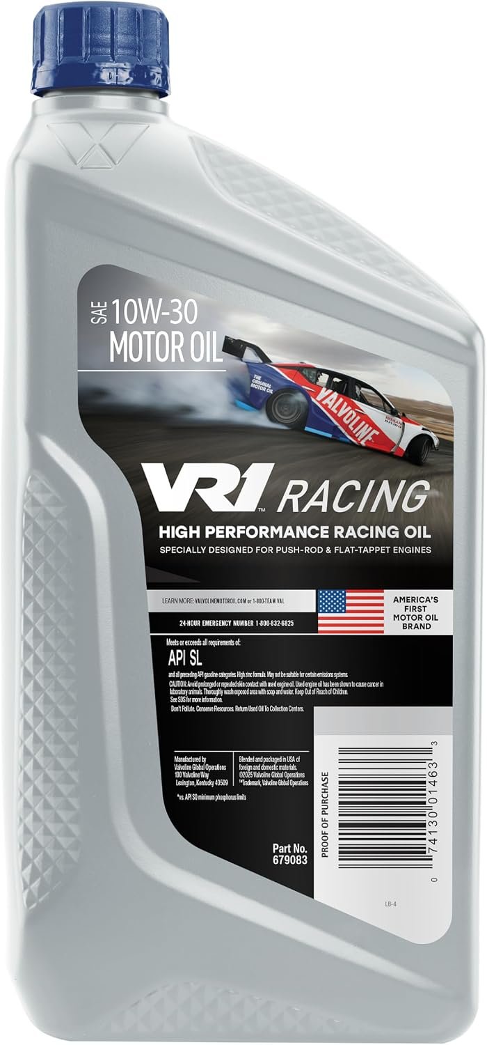 Valvoline 679083 VR1 Full Synthetic Racing Oil SAE 10W-30 – 6 Quart Case with High Zinc Formula for Performance Engines - Image 10