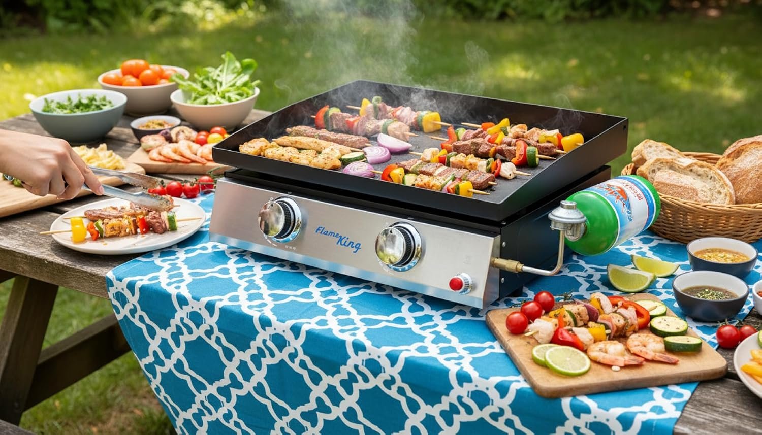 Flame King NFMHT120DB Heavy-Duty Propane Tabletop Fire Pit – Portable Flat Top Design with Adjustable Flame Control - Image 2