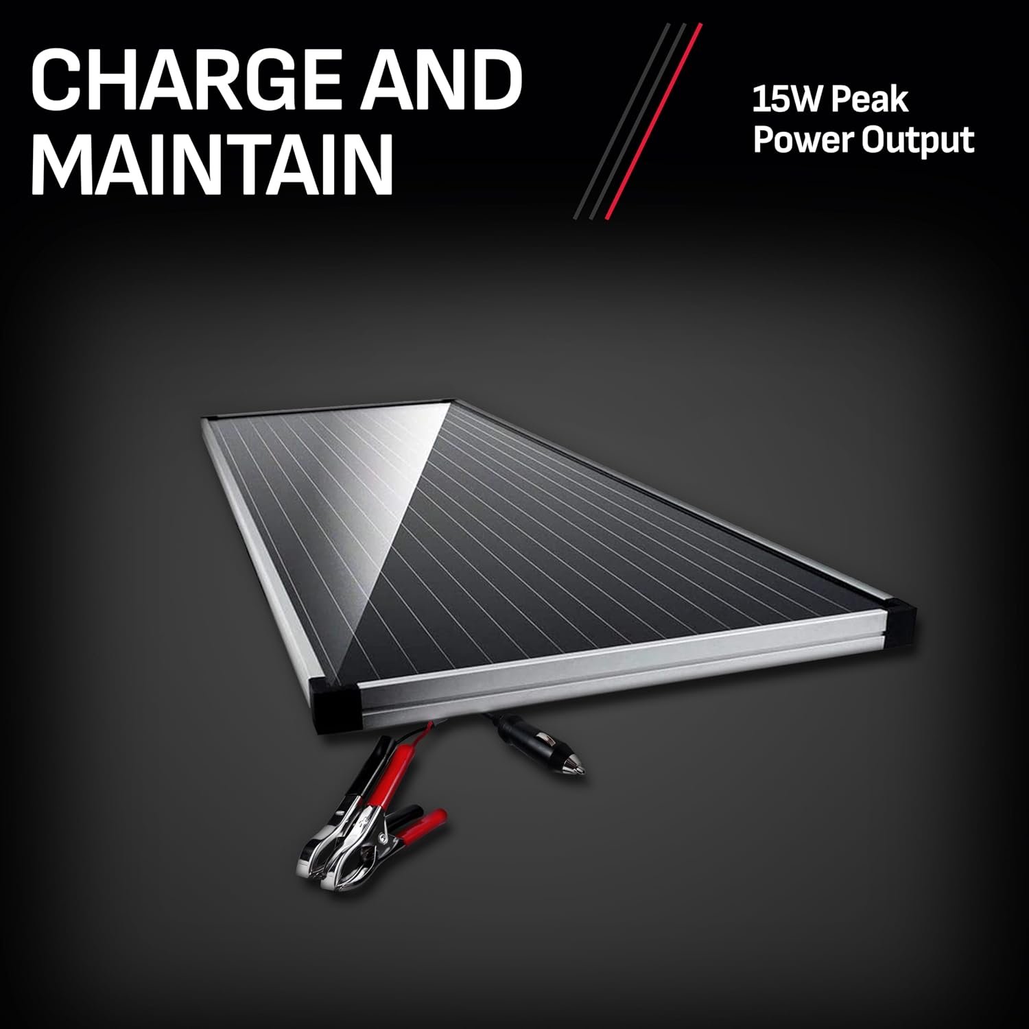 Schumacher SP1500 15-Watt Solar Battery Maintainer – Portable Solar Panel with Battery Clamps for 12V Systems - Image 2