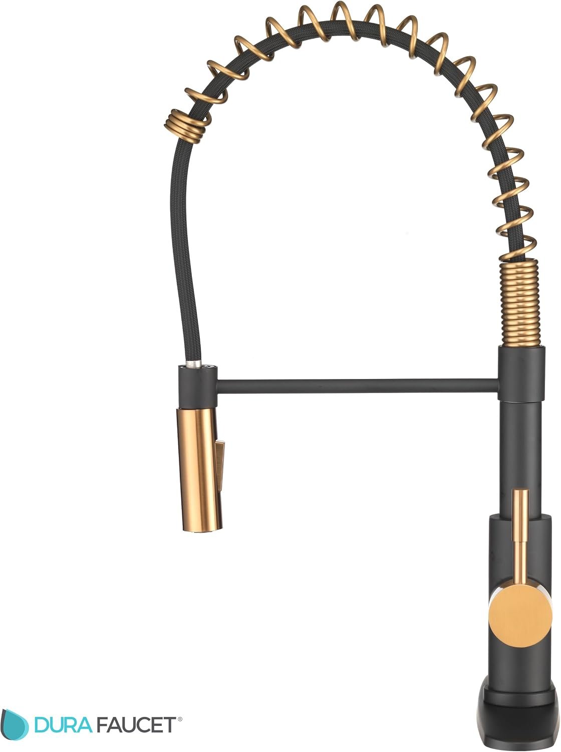 Dura Faucet 504SLKMBRG Streamline Coil Pull-Down RV Kitchen Faucet – Matte Black and Rose Gold Commercial Style Faucet - Image 2