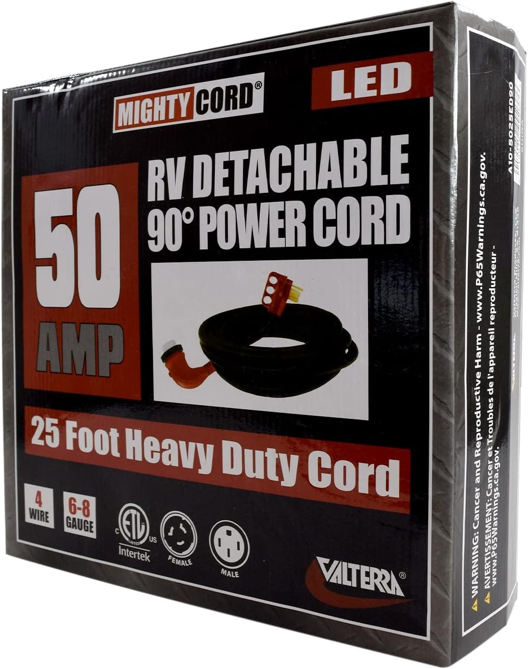 Valterra A105025ED9 90-Degree Detachable RV Power Cord Adapter – LED Power Indicator with Ergonomic Easy-Grip Handle - Image 3
