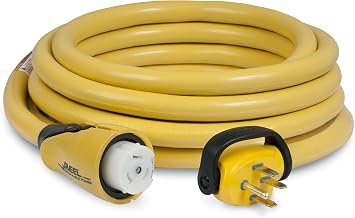 Marinco CS50425RV 50A 125/250V RV Cordset – 25ft RVEEL Shore Power Cable with LED Indicator and Jaw Clamp Locking Connector
