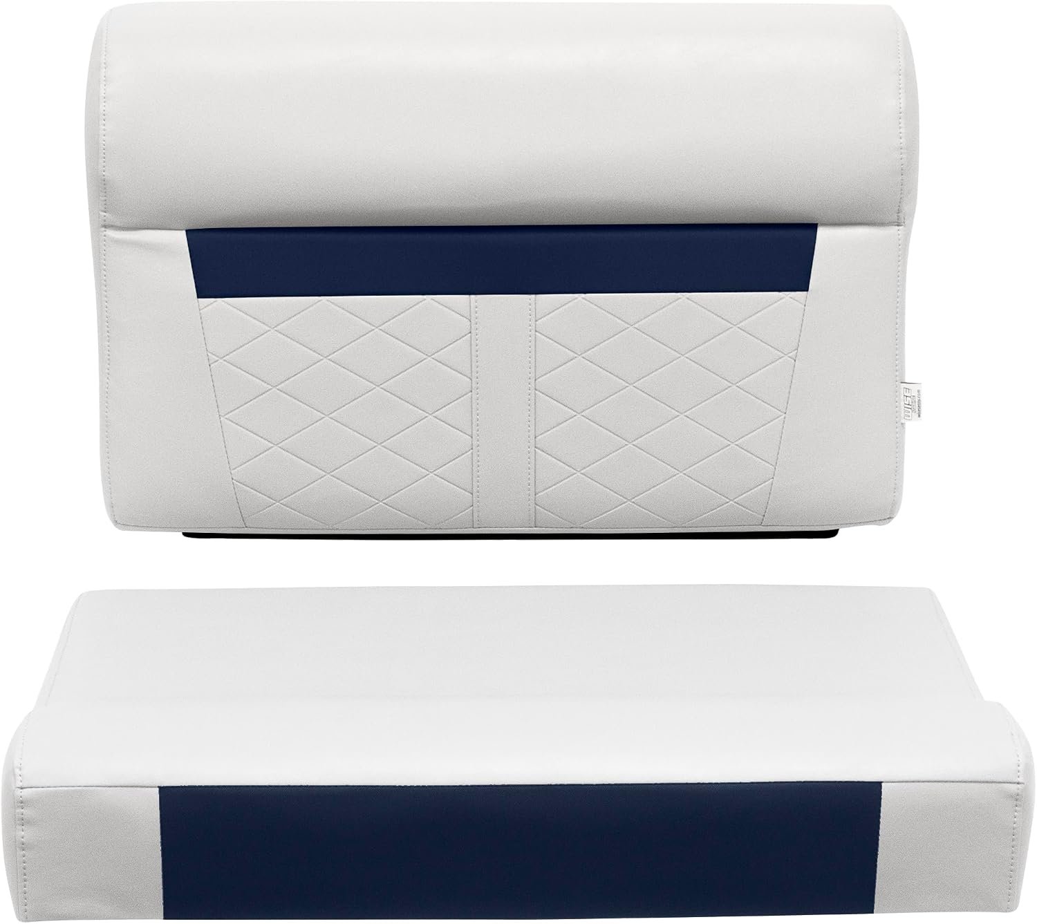Wise DLX95-1904 DLX Pontoon Bench Seat Cushion Set – 28in Length – White & Mariner Blue Marine Vinyl - Image 2