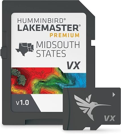 Humminbird 602005-1 LakeMaster VX Premium Mid-South States Mapping Card – SmartStrike, 2D Relief & Aerial Imagery