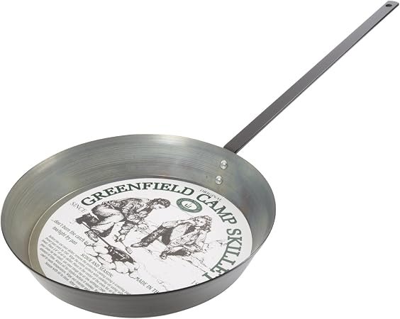 Greenfield 2100 Medium 14in Steel Campfire Skillet – Outdoor Cooking Pan with Detachable Handle and 14-Gauge Construction