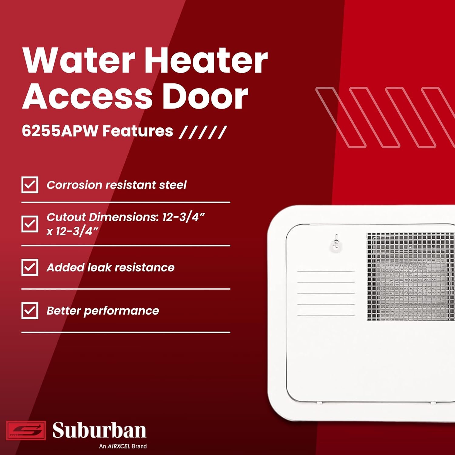 Suburban 6255APW Water Heater Access Door – Polar White Flush-Mount Door for 6 Gallon RV Water Heaters - Image 2