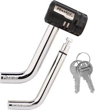 Master Lock 2866DAT Chrome Steel Lock Set – 5/8in Receiver Lock and 1/2in Coupler Lock for Trailer Security