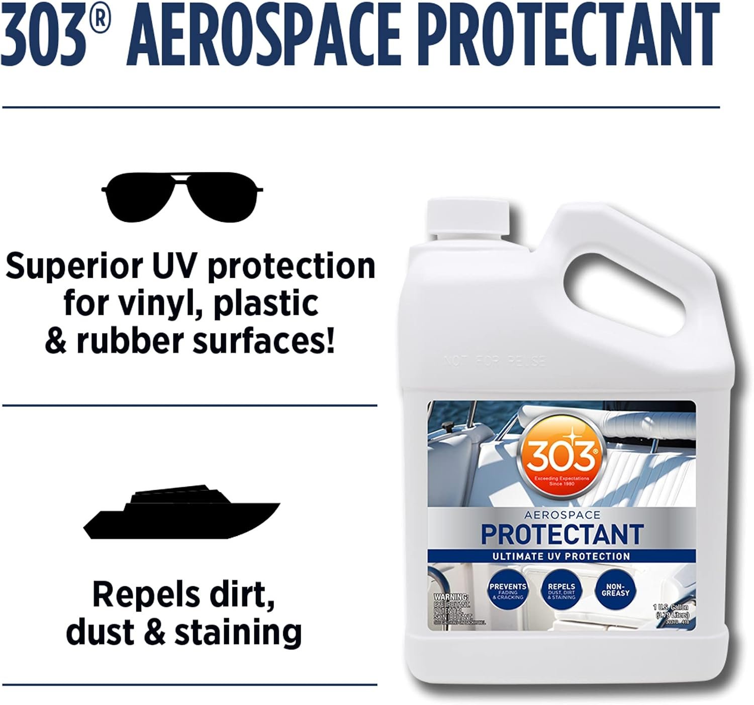303 Products 30370 Marine Aerospace Protectant – 128 oz UV Protectant for Vinyl, Fiberglass and Boat Surfaces - Image 2