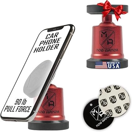 Mob Armor MOBNMXRD MobNetic Maxx Magnetic Phone Mount – Red Billet Aluminum Body with 90lb Pull Force & 360° Rotation