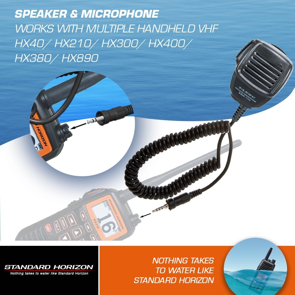 Standard Horizon SSM-17H Compact Speaker Microphone – Remote Audio Accessory for Compatible Handheld VHF Radios - Image 5