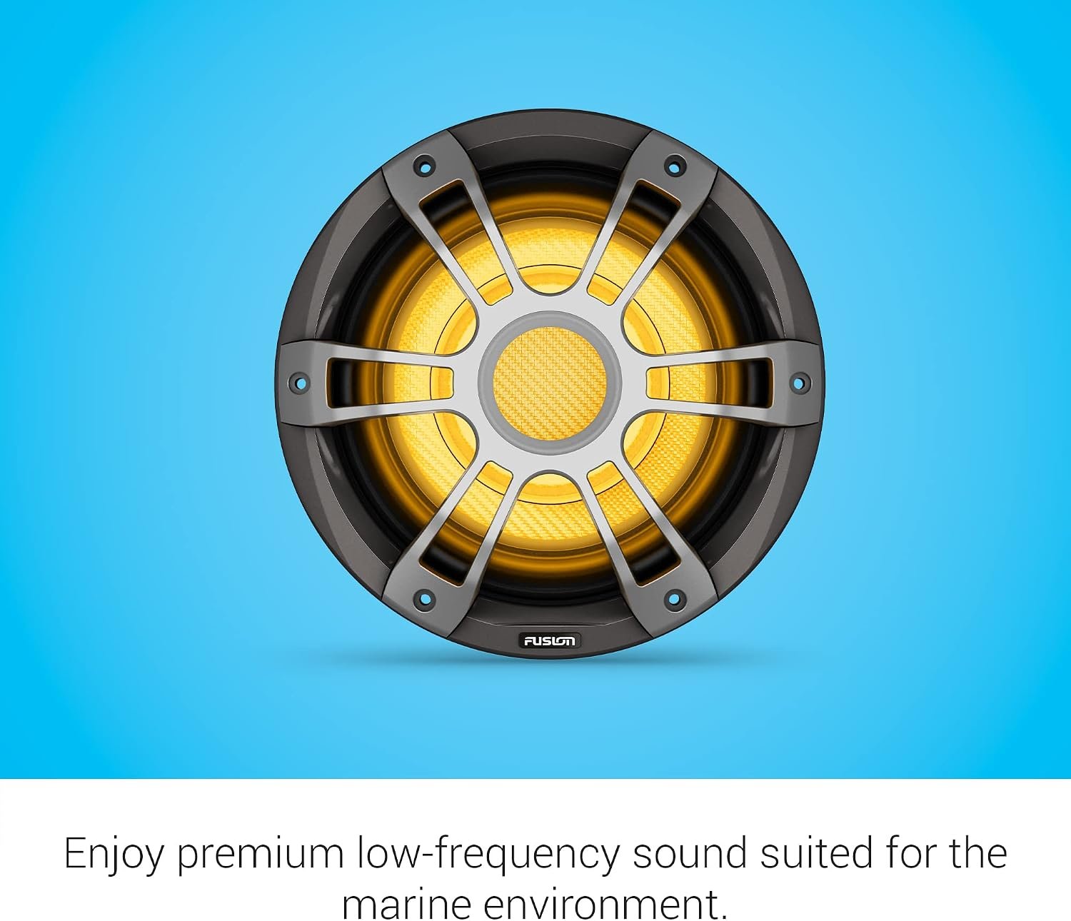 Fusion Signature Series 3i 12in Marine Subwoofer – 1400W Peak Power, Sports Gray Grille, CRGBW LED Lighting - Image 3