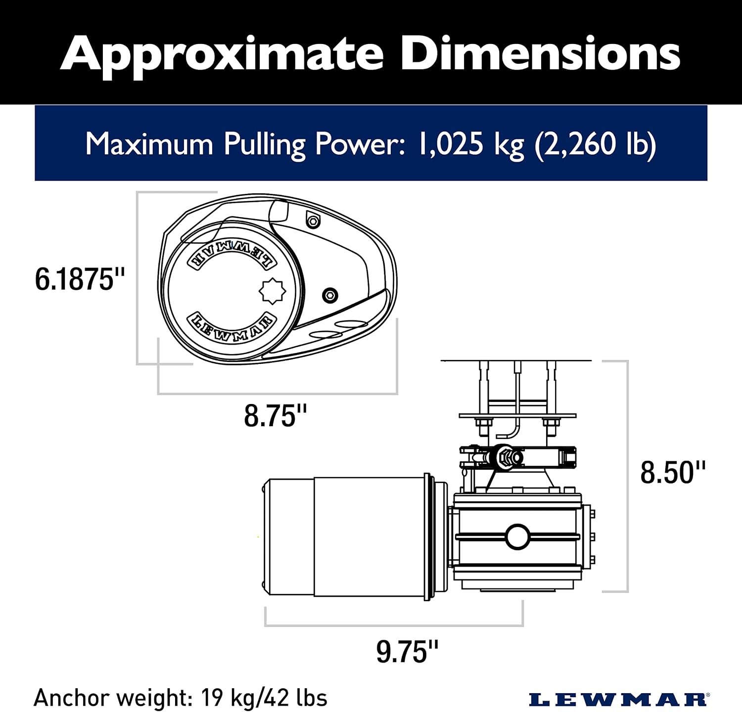 Lewmar V3 GD FF 12V Windlass Kit – 12V Freefall Anchor Windlass Package with Gypsy Drum Configuration and Deck Hardware - Image 2