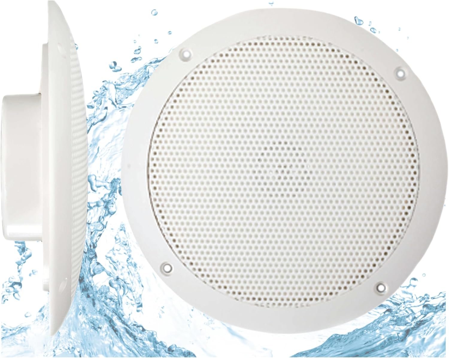 PQN Audio ECO604W 6 Inch Ultra-Slim Waterproof Speakers – 30W Max, 1in Mount Depth, IP65 Rated White Pair - Image 2