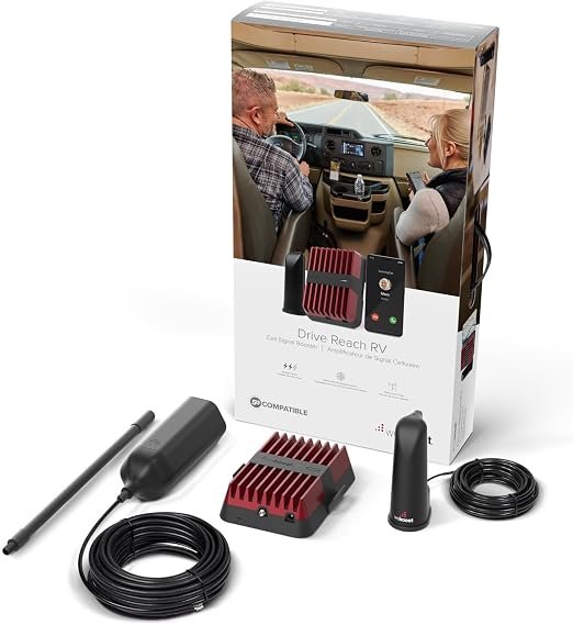 weBoost 470354 Drive Reach RV Cell Signal Booster – 50 dB Gain Multi-User System for Motorhomes and Campers