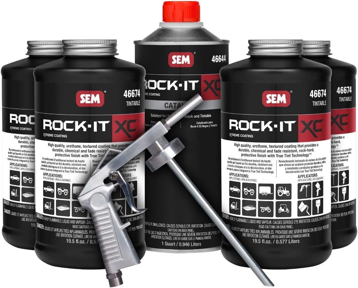 SEM 46670 Rock-It XC Tintable Kit – Custom Color Protective Coating System for Truck Beds, Equipment, and Utility Surfaces