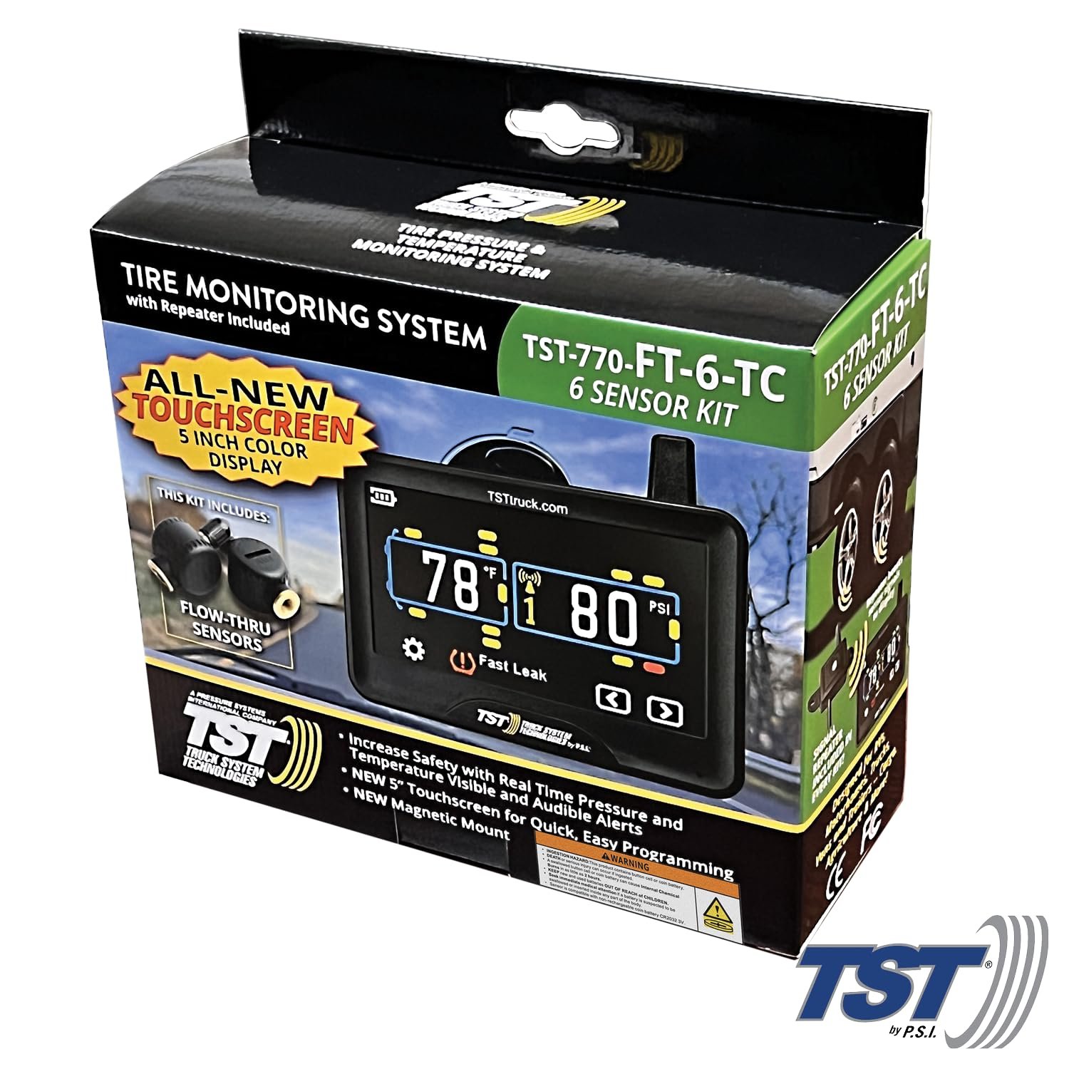 Truck System Technologies TST770FT4T 770 Series TPMS System – 4 Flow-Through Sensors, 5in Touchscreen Display, Signal Repeater - Image 2