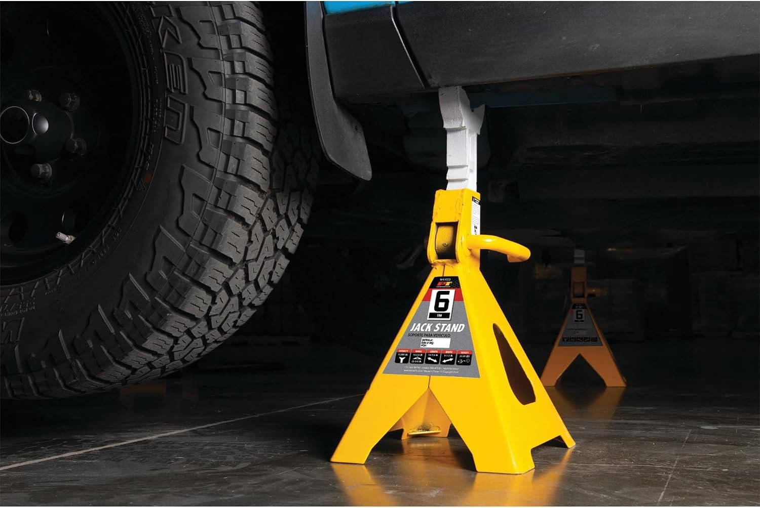Performance Tool W41023 Jack Stands – 6 Ton Capacity Pair with Ratchet Adjustment and 15-1/2in to 23-1/2in Lift Range - Image 5
