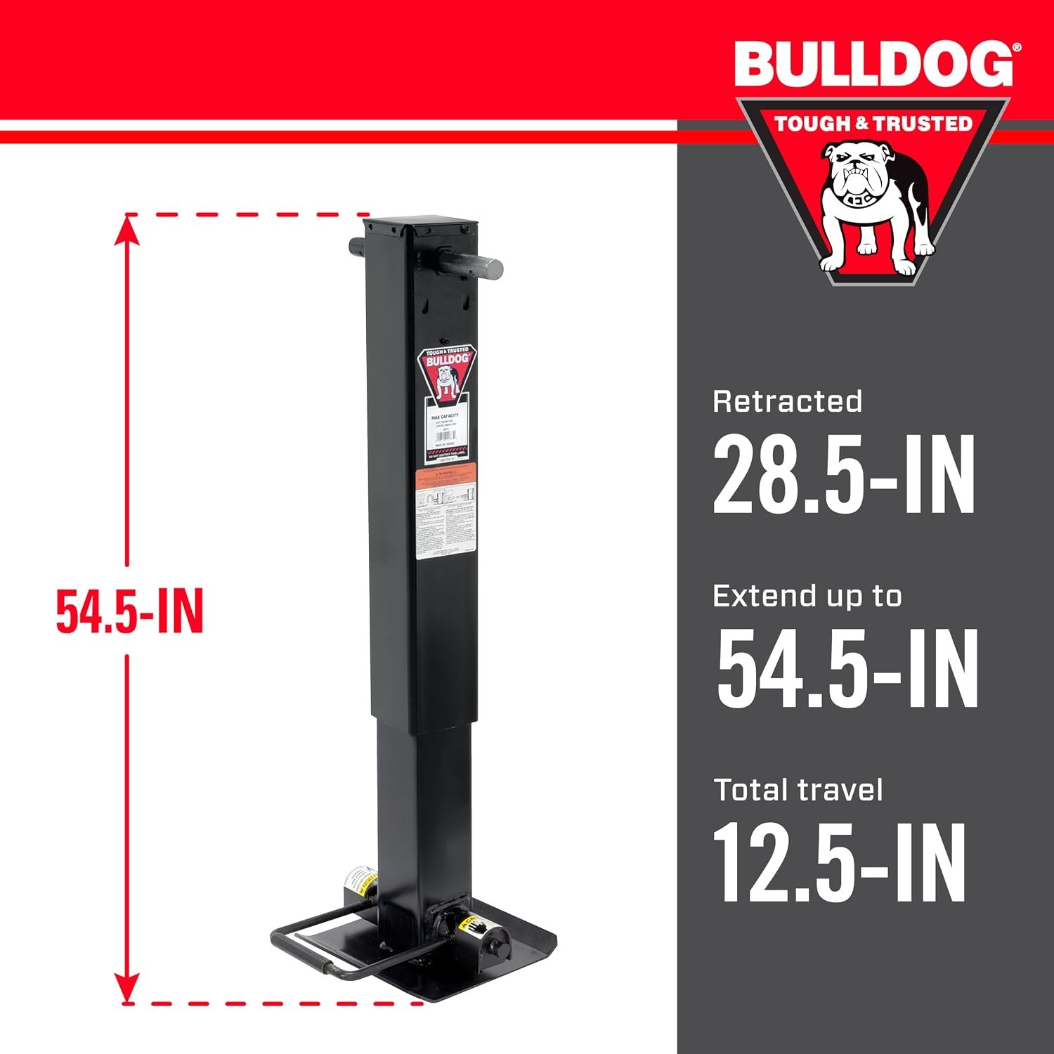 Bulldog 182701 Heavy-Duty Square Trailer Jack – 25000 lb Weld-On Jack with Sidewind Handle - Image 2