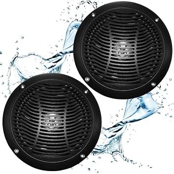 PQN Audio RV6104BK 6 Inch Dual Cone Waterproof RV Speakers – 30W Max, IP65 Rated, 2in Mount Depth, Black Pair