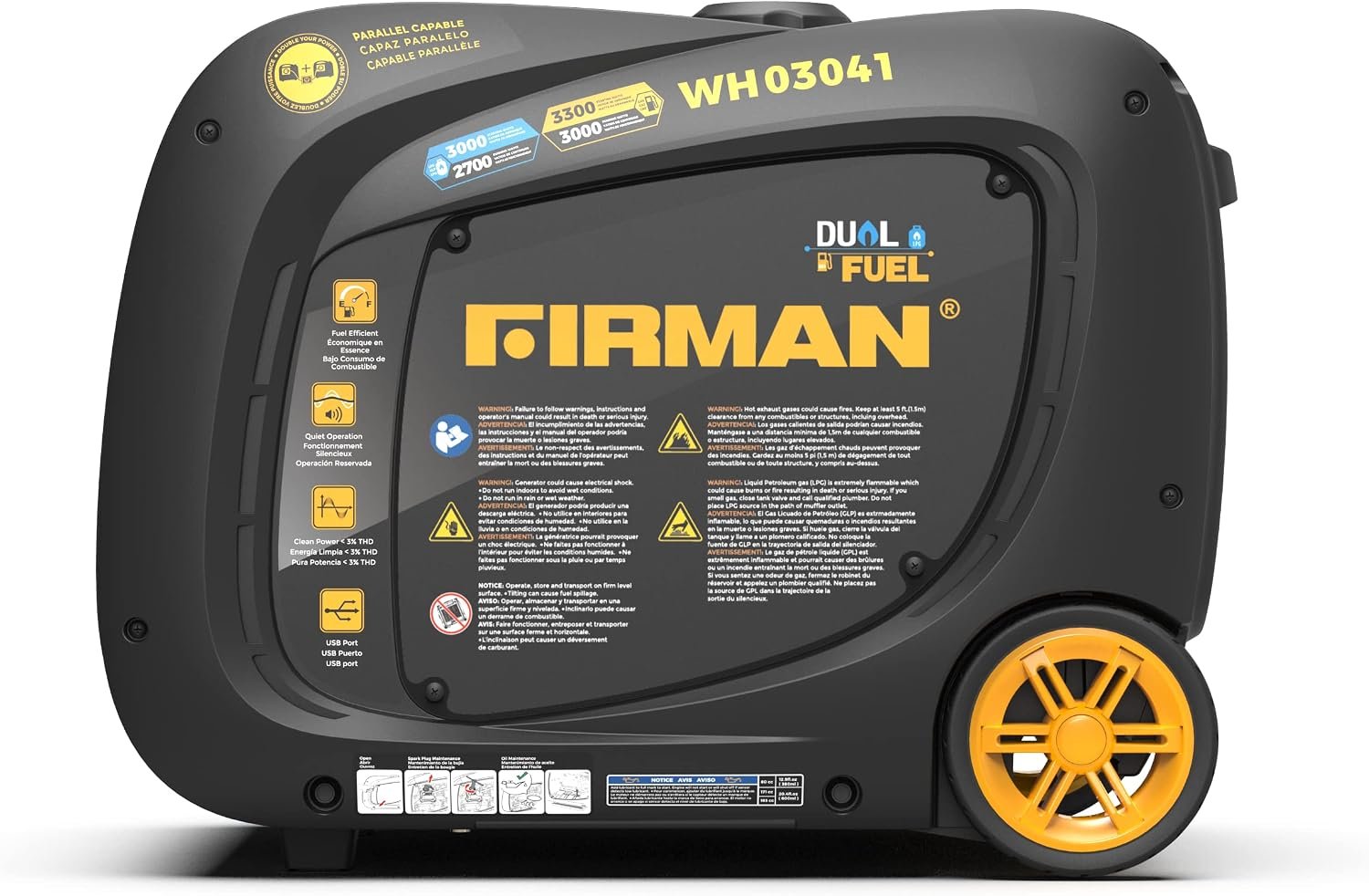 Firman WH03041 Dual Fuel Inverter Generator – 3200 Starting Watts with Recoil Start for Gasoline and Propane Use - Image 6