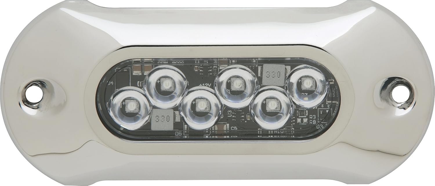 Attwood 65UW06B7 Blue Underwater LED Light – 6 LED Marine Fixture – 12/24V Surface Mount Design - Image 2
