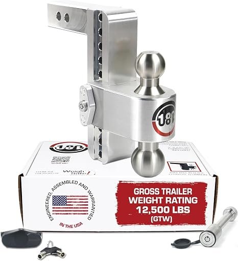 Weigh Safe LTB82KA Turnover Ball Hitch – 8in Drop, 2.5in Shank, Built-In Scale with Adjustable Tow Height