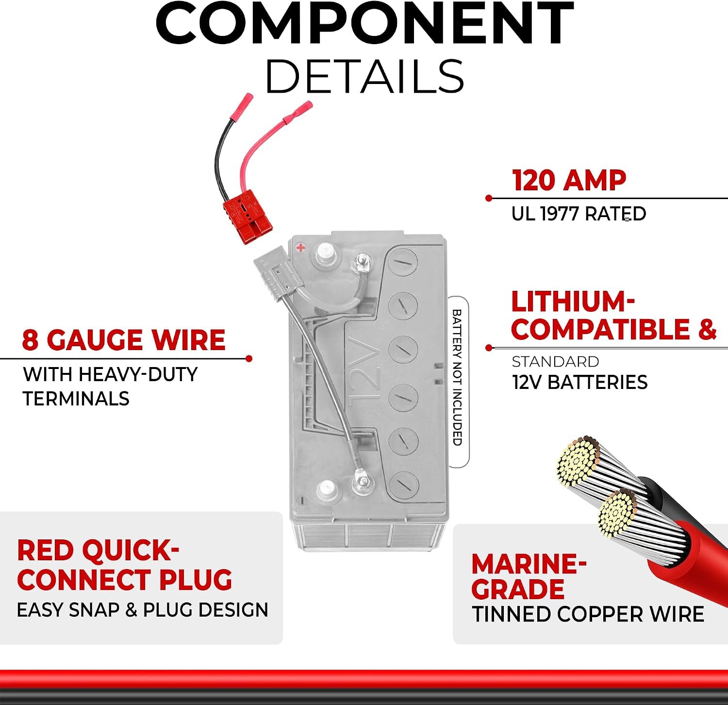Connect-Ease RCE12VB8 Trolling Motor Battery Connector – 8 AWG Quick Connect System for Marine and Utility Equipment - Image 2