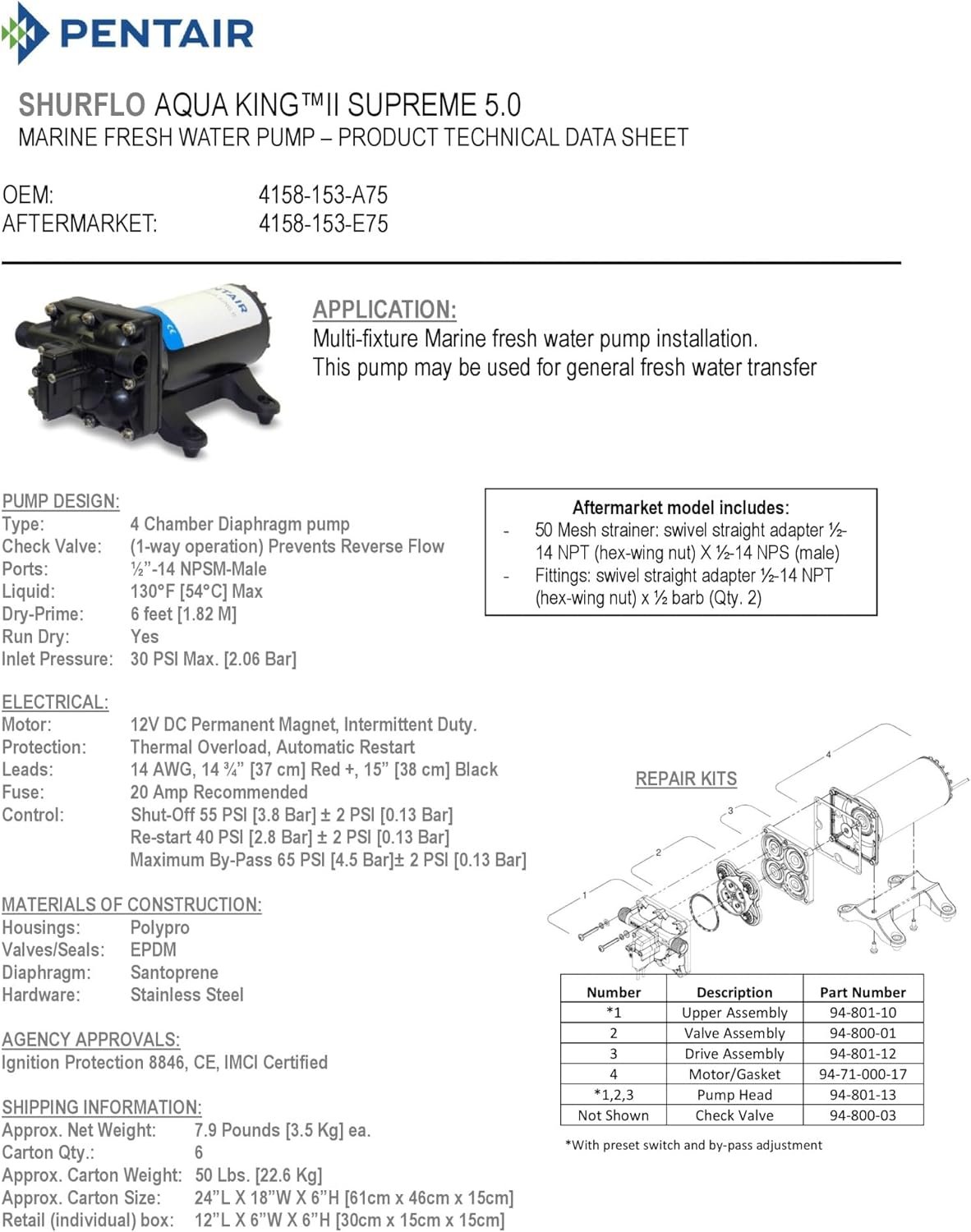 SHURFLO 4158 Series 12V DC Pump – 5.0 GPM Open Flow, 55 PSI Chemical-Resistant Demand Sprayer Pump - Image 3